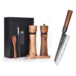 Sparset 6-Teilig - Kiritsuke Chefmesser + Premium Gewürzmühlenset