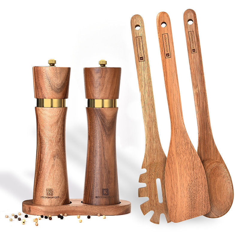 Sparset 8-Teilig - Gewürzmühlenset + Utensilienset