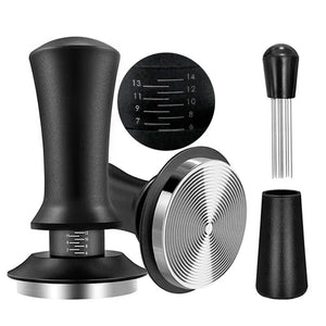 Kaffee Tamper mit Federmechanismus – Edelstahl Espresso-Presswerkzeug in 51 mm, 53 mm, 58 mm für Barista-Zubehör