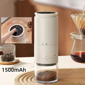 Elektrische Kaffeemühle – Wiederaufladbar mit 1500 mAh, konischer Keramikkern, 38 Mahlgradeinstellungen, LED-Touchscreen