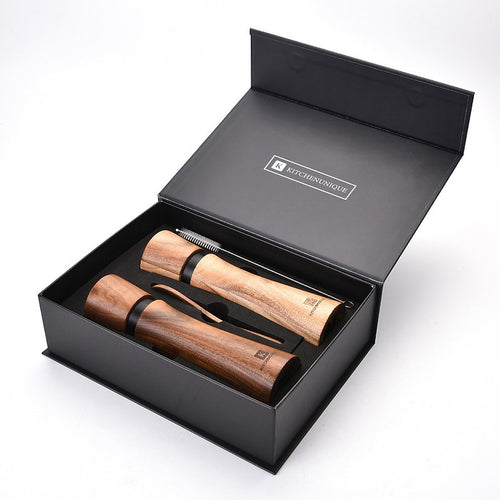 Salz und Pfeffermühlen aus Akazienholz Gewürzmühle 5-Teilig